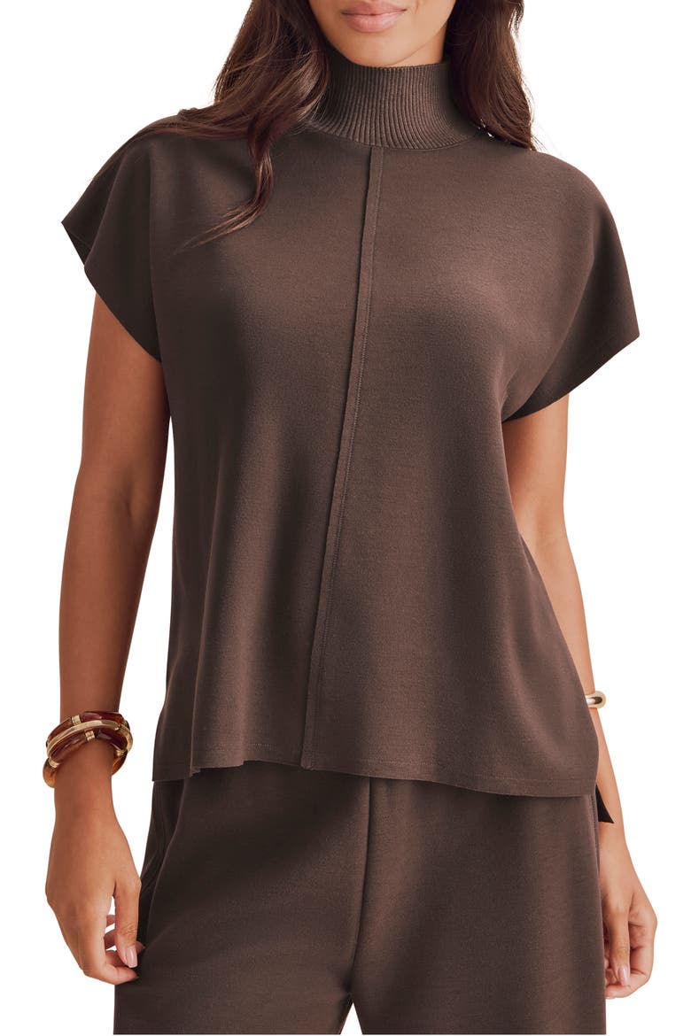 Winslow Mock Neck Pullover, Main, color, JAVA BROWN