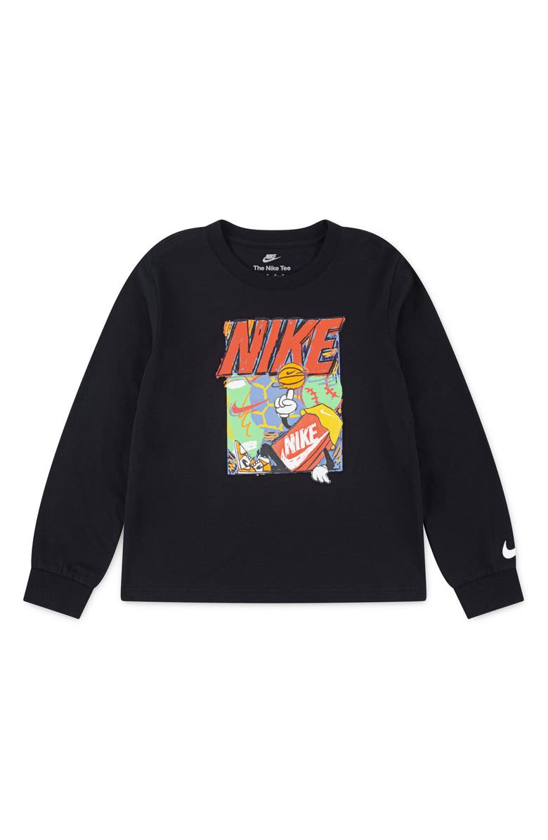 Nike Kids' Boxy Basketball Long Sleeve Graphic T-Shirt, Main, color, Black