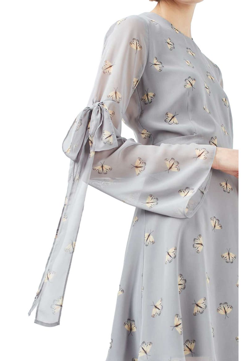 Moth Print Skater Dress, Alternate, color, LIGHT GREY