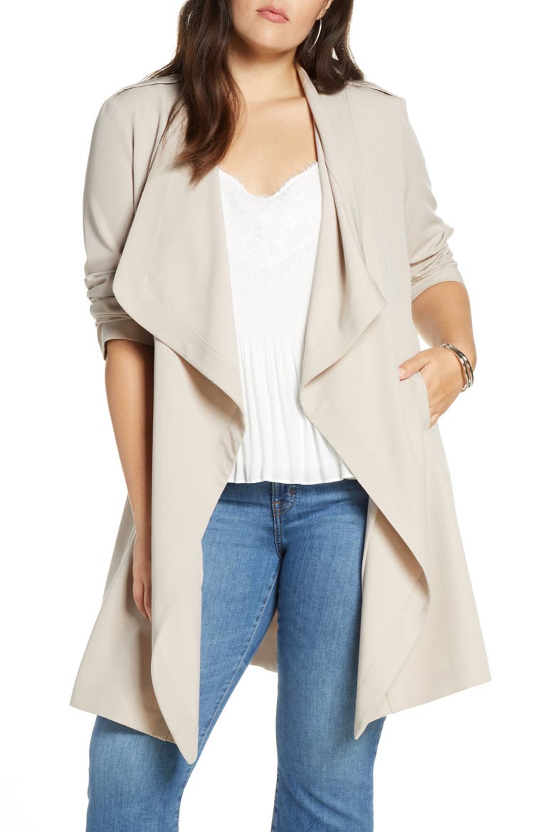 Drape Front Lightweight Jacket, Alternate, color, GREY CHATEAU