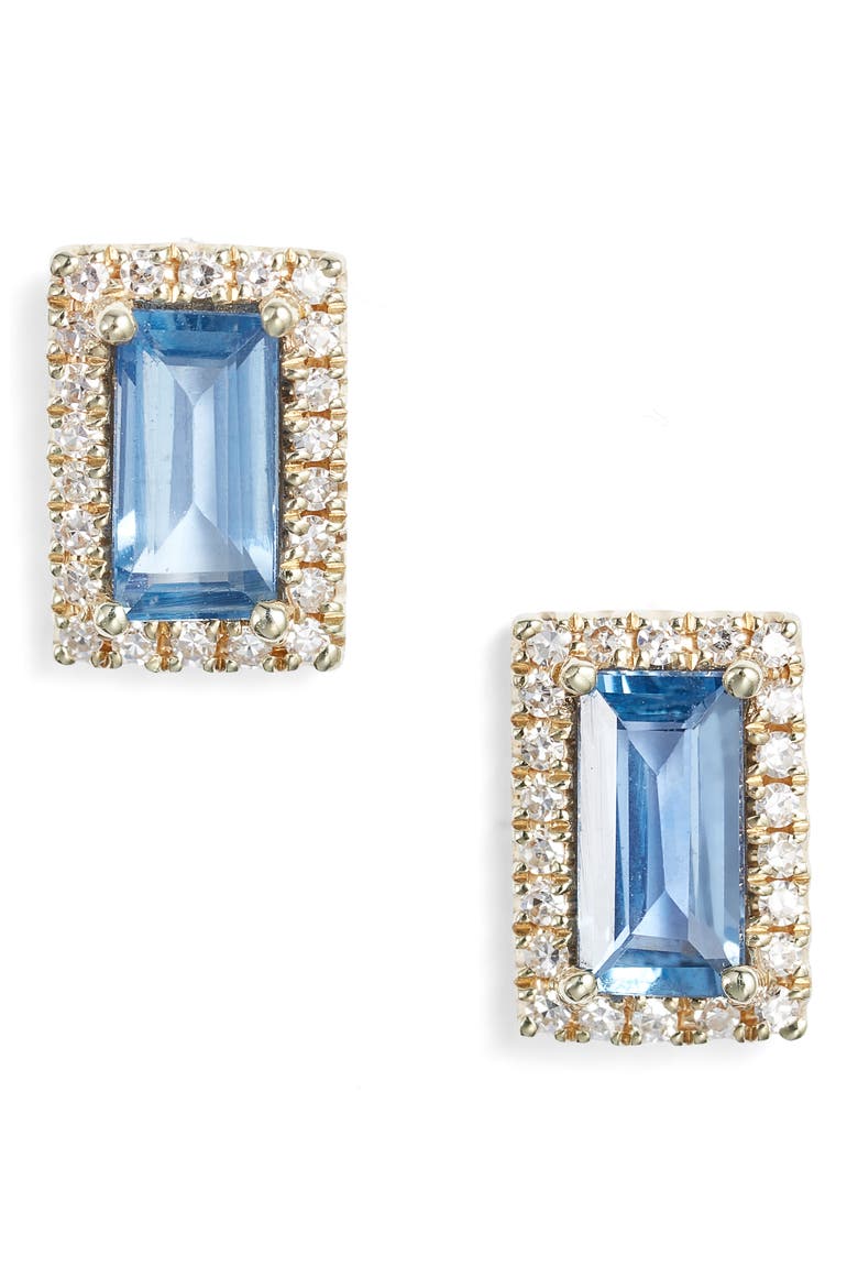 Blue Sapphire & Diamond Stud Earrings, Main, color, YELLOW/BLUE