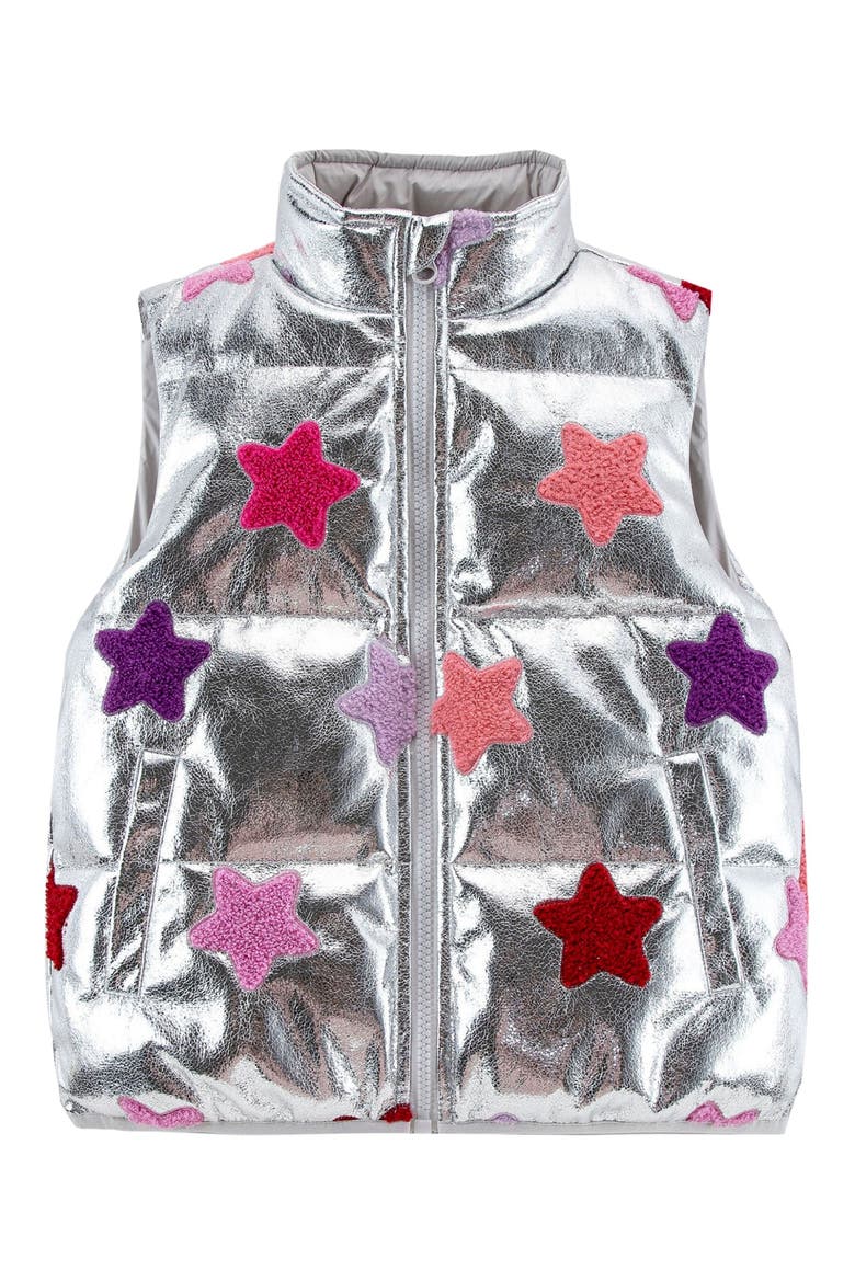 Kids' Remy Puffer Vest, Main, color, SILVER STARS