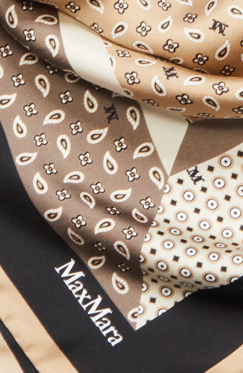 Max Mara Paisley Monogram Silk Square Scarf, Alternate, color, Beige