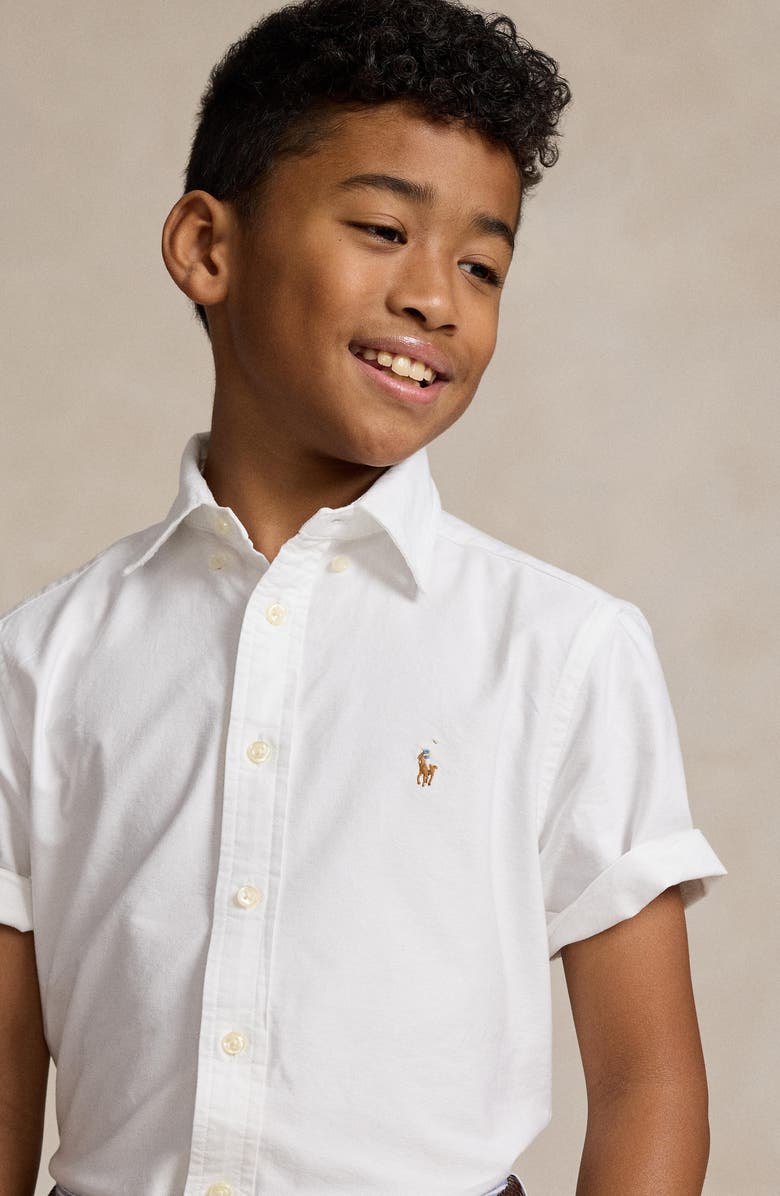 Polo Ralph Lauren Short Sleeve Cotton Button-Down Oxford Shirt, Alternate, color, 