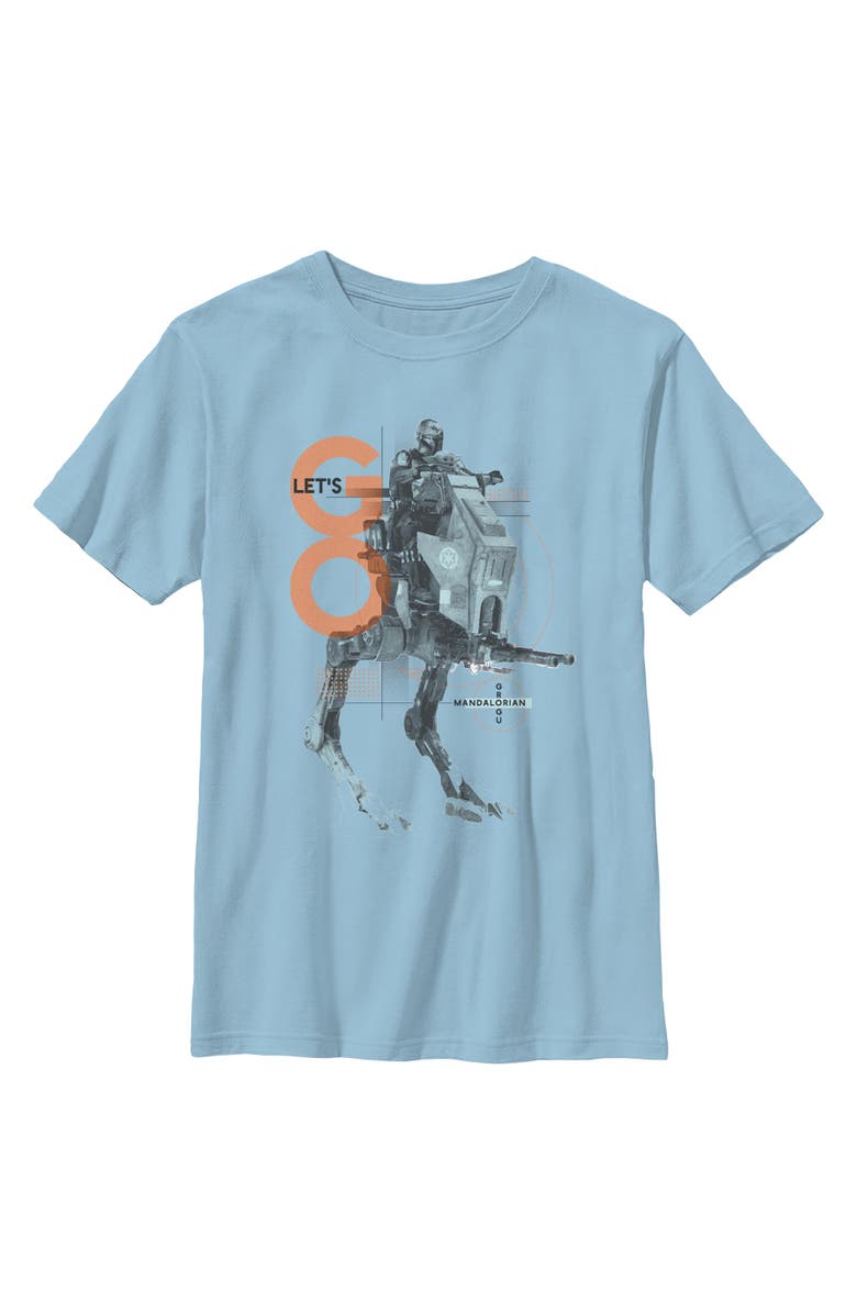 Star Wars: The Mandalorian and Grogu Boy's Star Wars The Mandalorian and Grogu Let's Go Bounty AT-RT  Graphic T-Shirt, Main, color, Light Blue