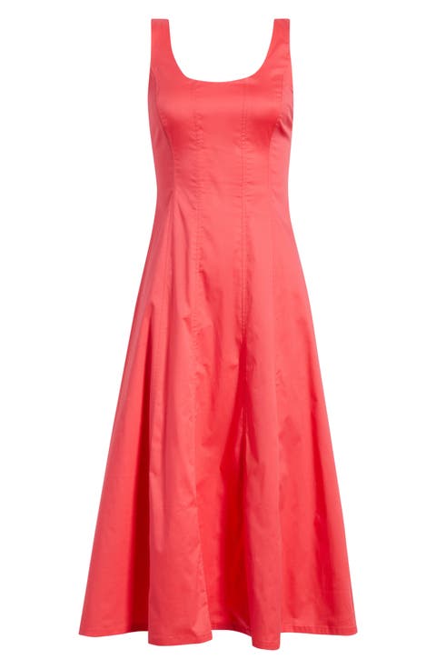 Seamed Strech Cotton Poplin Midi Dress