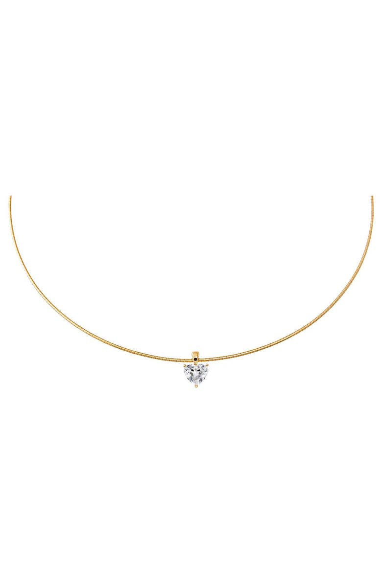 BY ADINA EDEN Lab Grown Diamond Heart Round Omega Chain Necklace 14K, Main, color, 14K Gold - 2 Carat