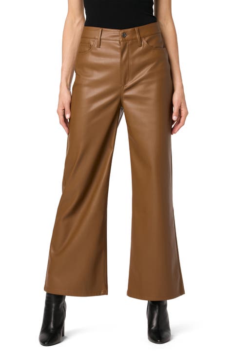 Faux Leather Ankle Wide Leg Pants