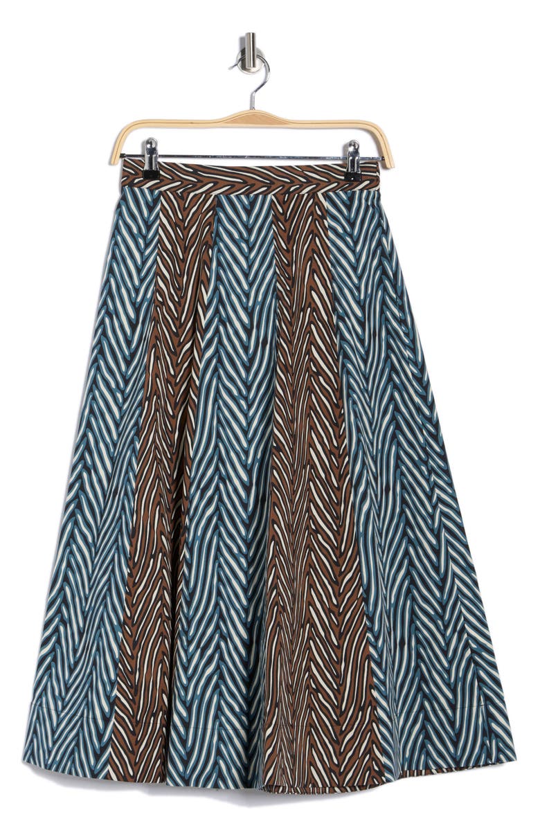 Diane von Furstenberg Finnley Mixed Print Skirt, Main, color, Piazza Tiger Coffee Petrol