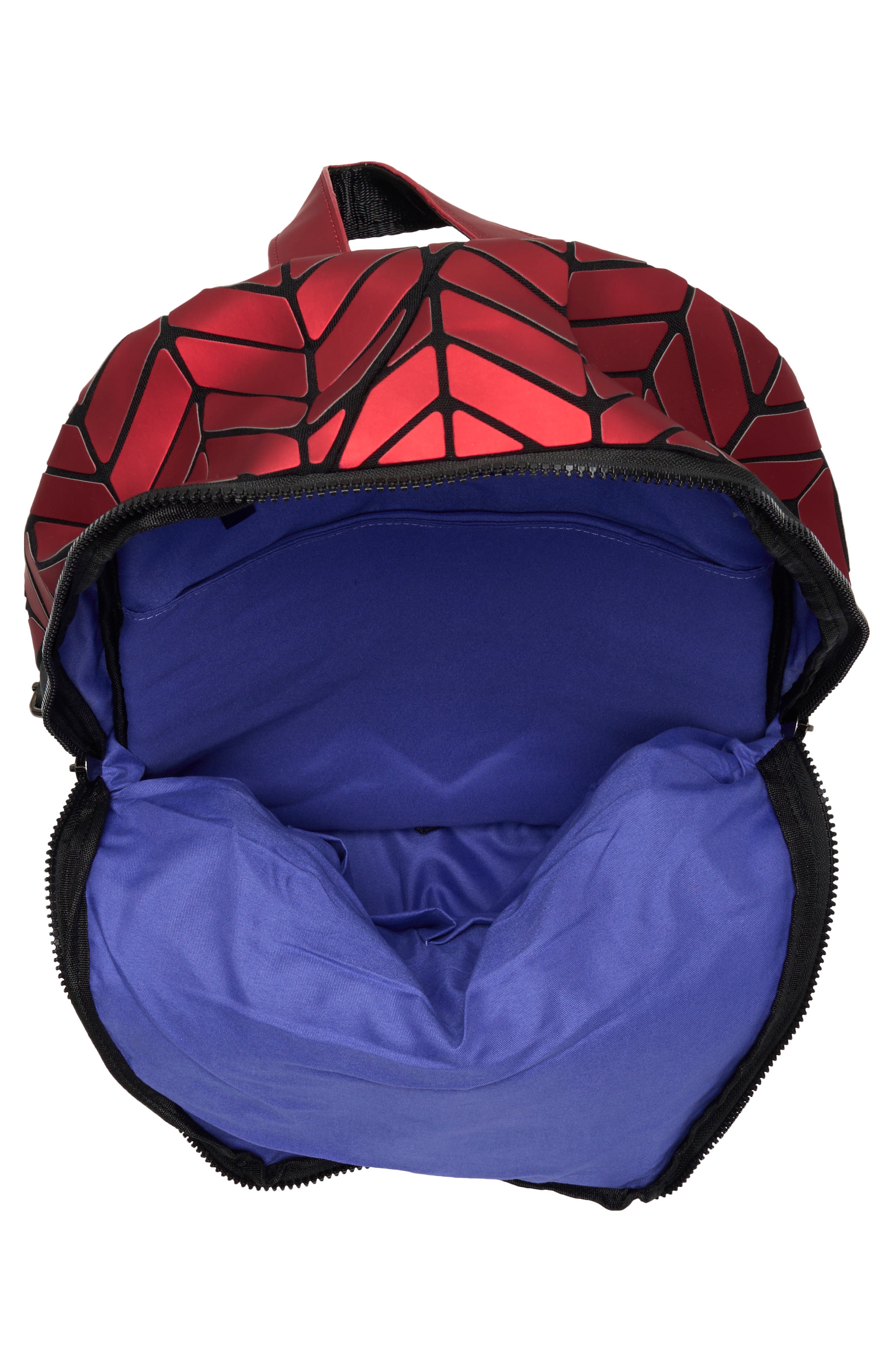 Chevron Faux Leather Backpack, Alternate, color, MATTE RED