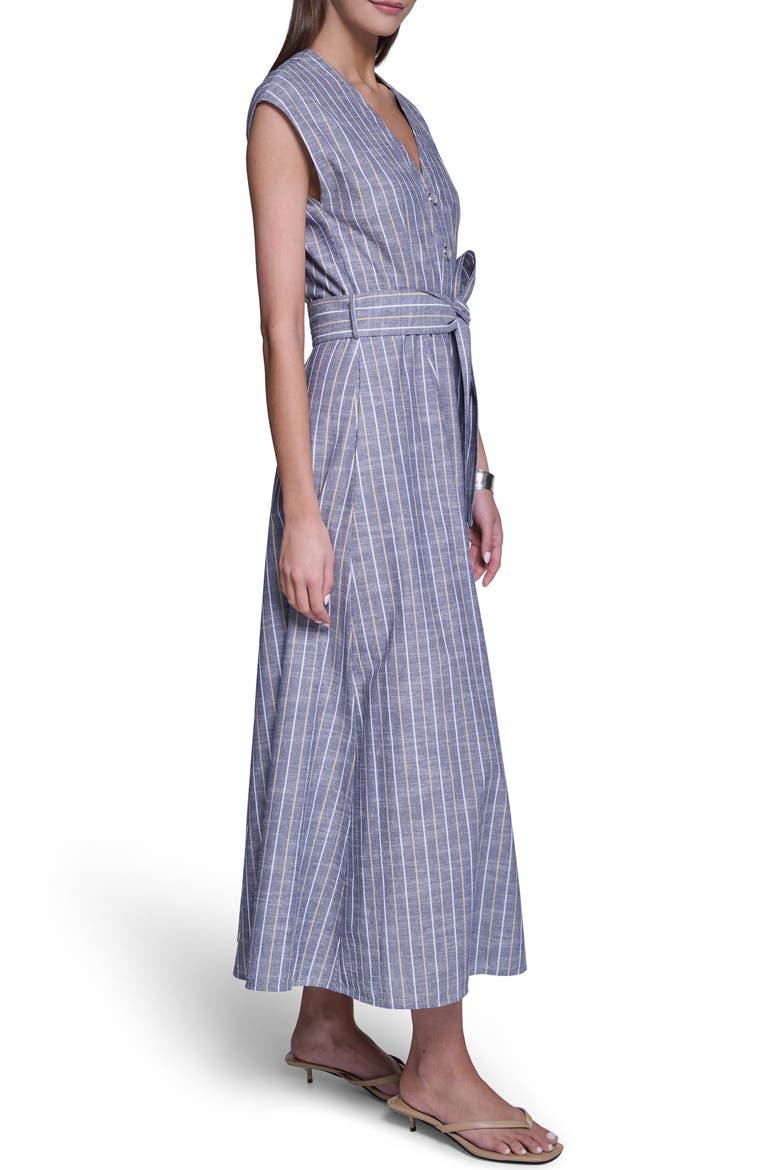 Tie Waist Cotton Maxi Dress, Alternate, color, BLUE STRIPE
