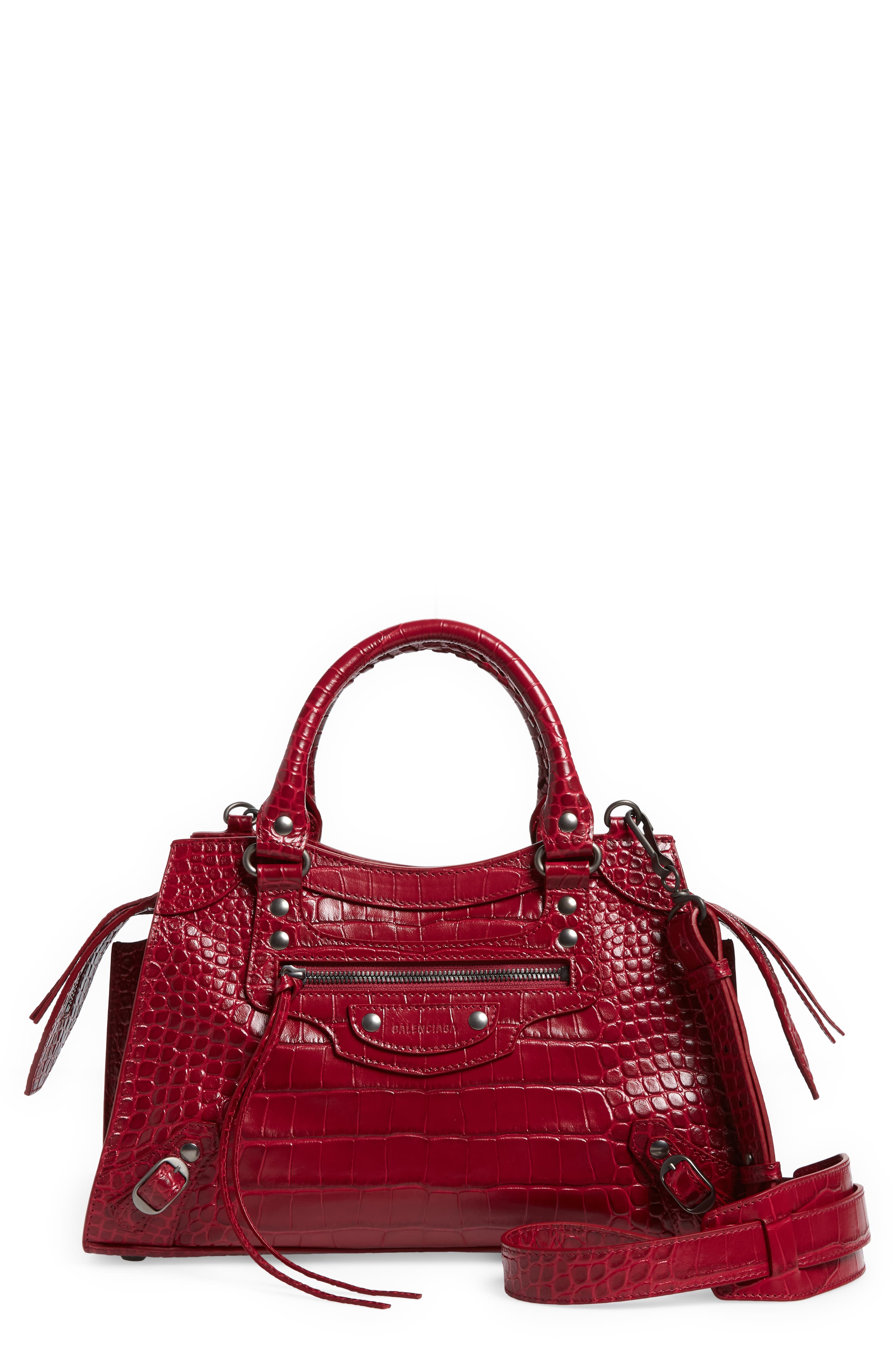 Balenciaga Neo Classic City Croc Embossed Leather Top Handle Bag, Main, color, 
