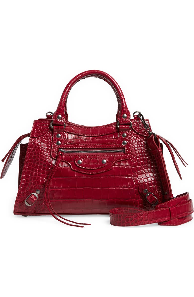 Balenciaga Neo Classic City Croc Embossed Leather Top Handle Bag, Main, color,