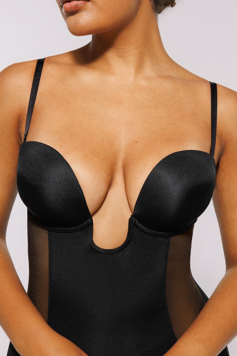 Strapless Shapewear Deep Plunge Low Back Bodysuit, Alternate, color, Black
