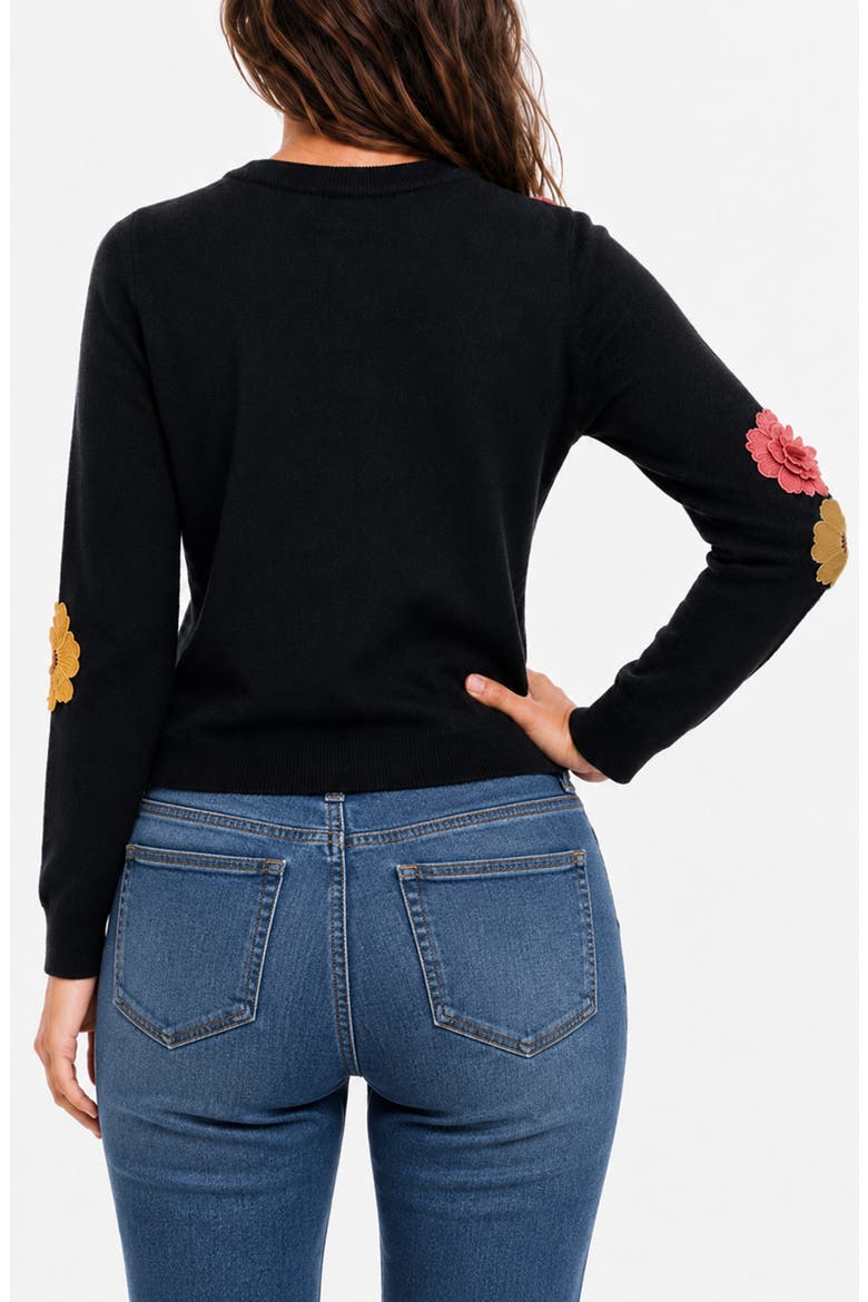 Botanical Appliqué Cardigan, Alternate, color, BLACK