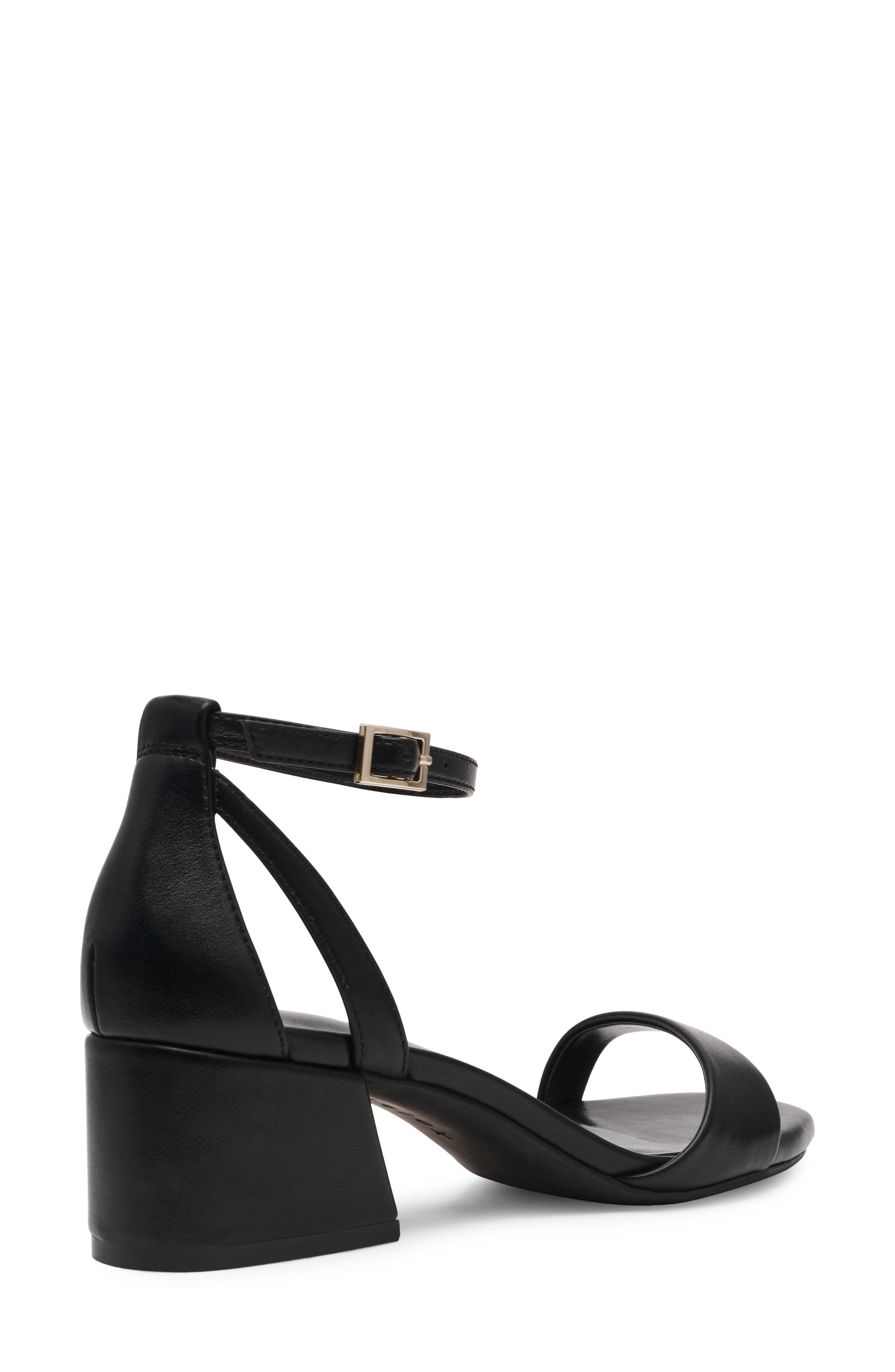 Anne Klein Mia Ankle Strap Sandal, Alternate, color, Black Smooth