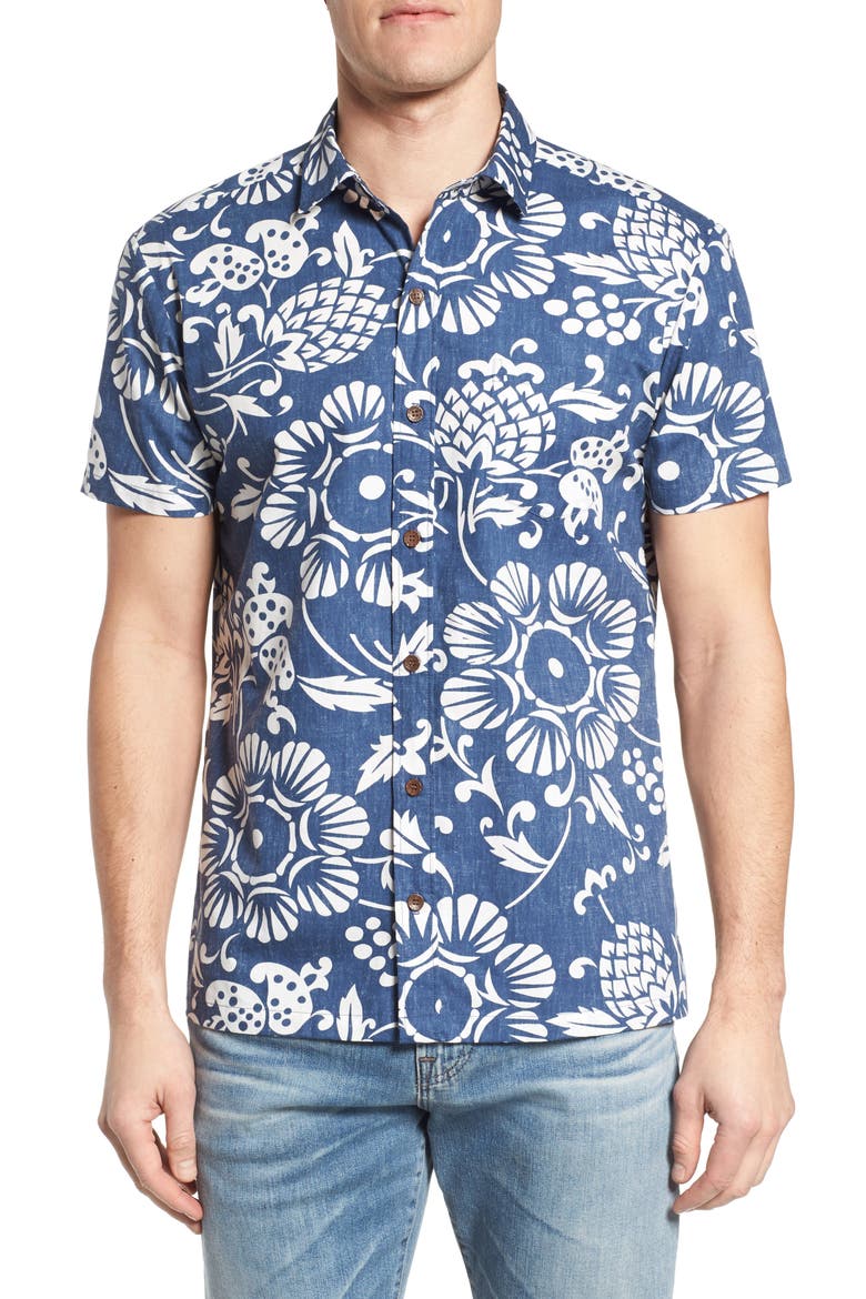 Duke's Pareo Trim Fit Sport Shirt, Main, color, NAVY