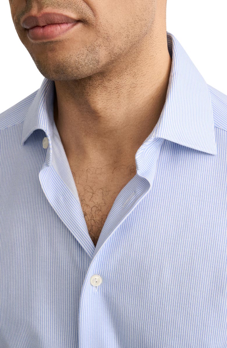 Eton Slim Fit Stripe Stretch Jersey Dress Shirt, Alternate, color, Medium Blue