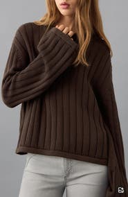 MANGO TEEN Tie Back Cotton Rib Sweater