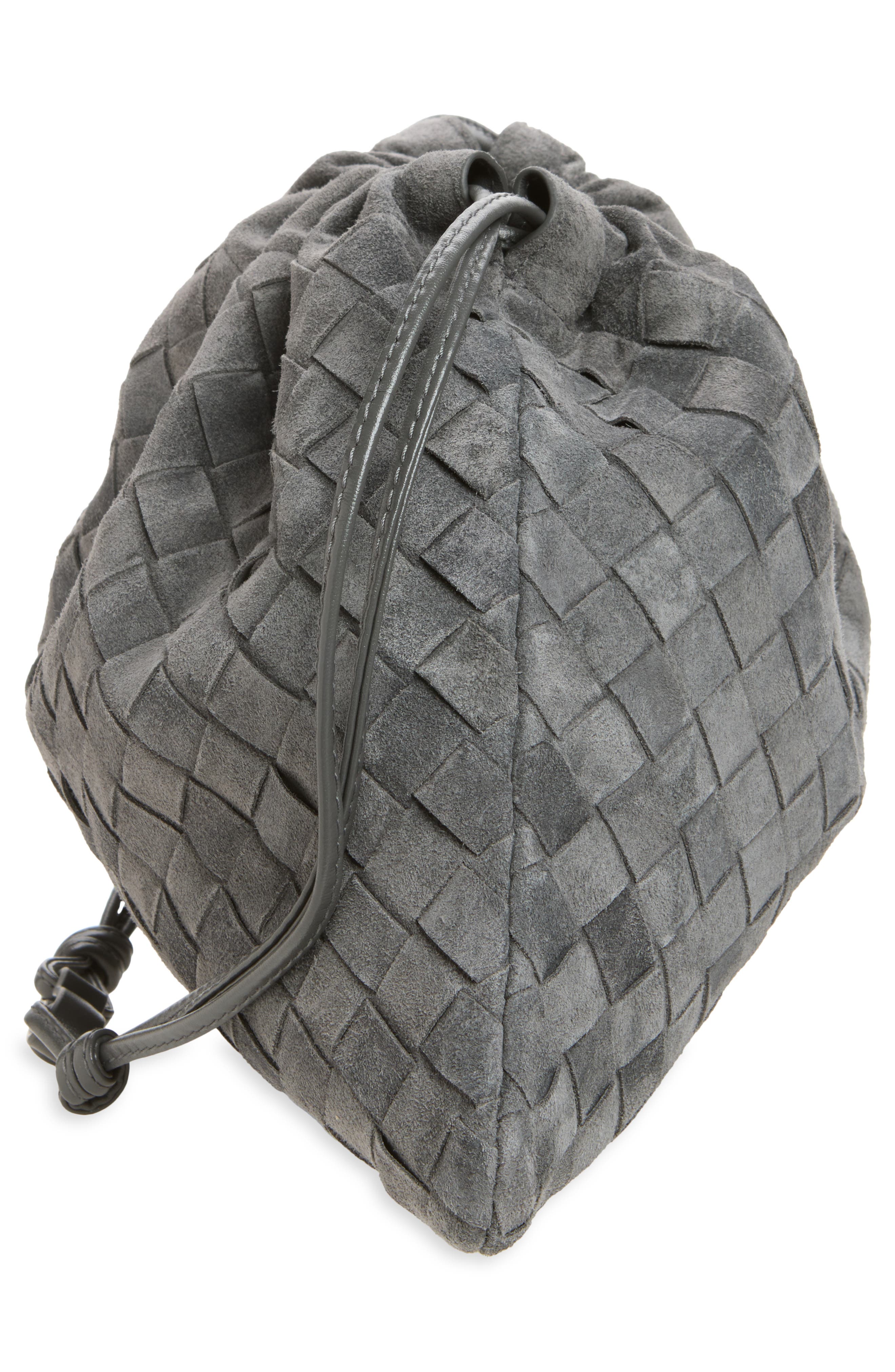Medium Dustbag Intrecciato Suede Bag, Alternate, color, 1689 OBSIDIAN GREY/ GOLD