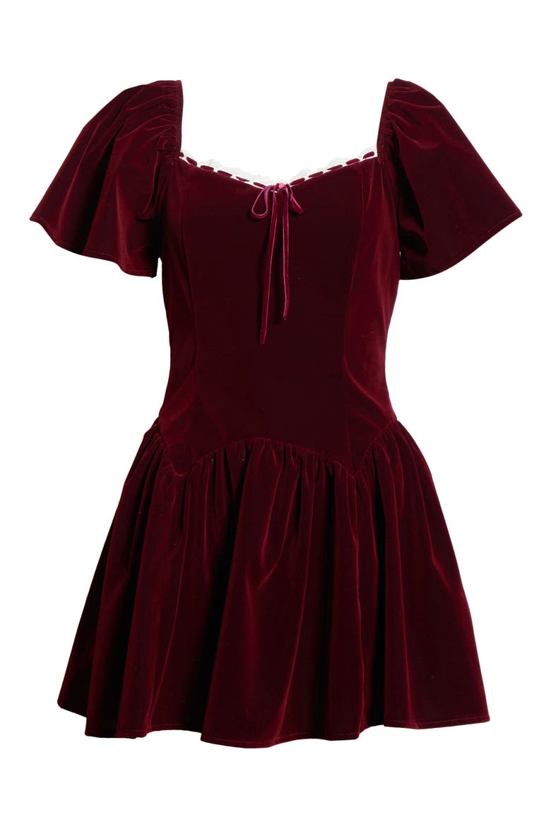 Flutter Sleeve Minidress, Alternate, color, WINE
