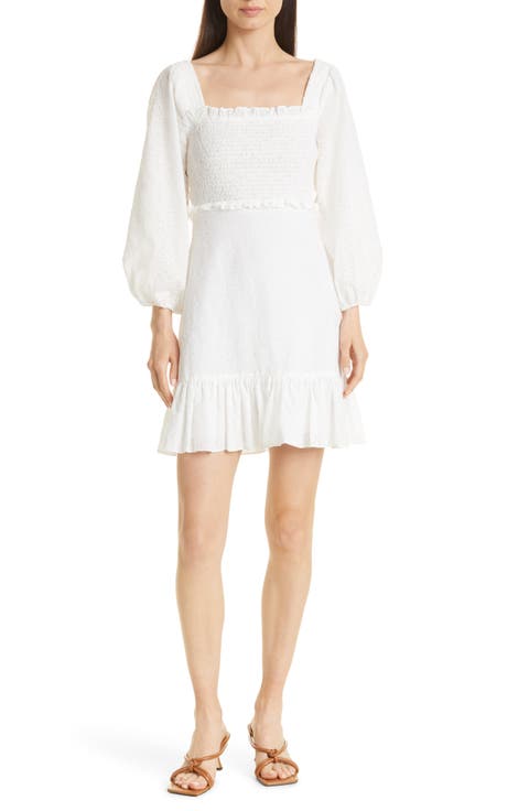 Denise Smocked Long Sleeve Eyelet Dress