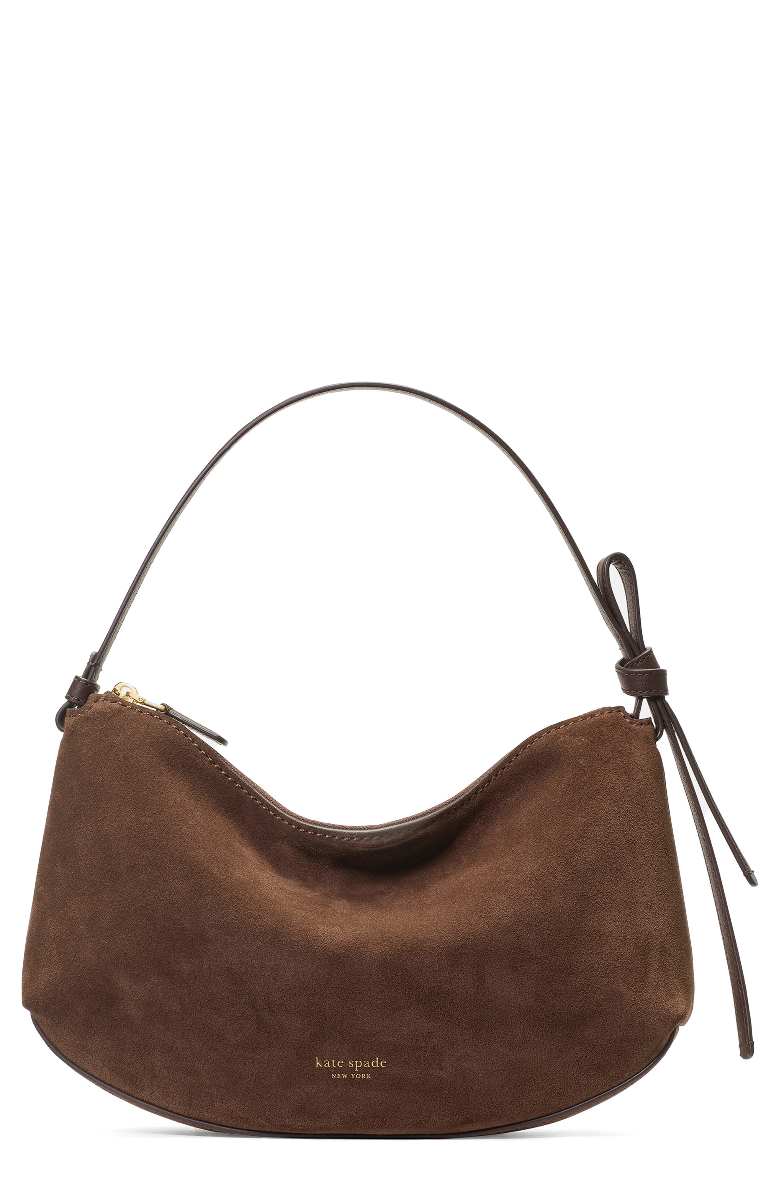 Kate Spade New York loop suede shoulder bag, Main, color, Hot Fudge Multi