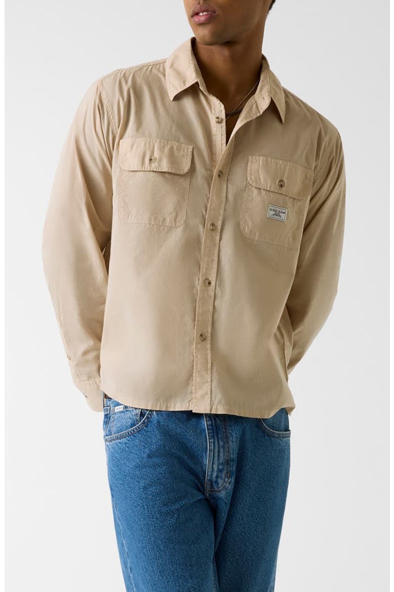 Boxi Cotton Button-Up Shirt, Main, color, OPEN BROWN