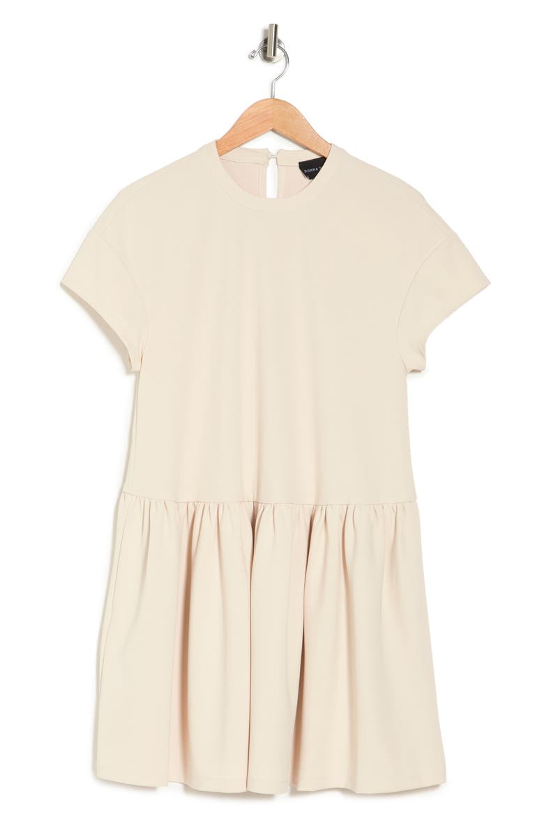 Scuba Crepe Dress With Flouncy Skirt, Alternate, color, HORN