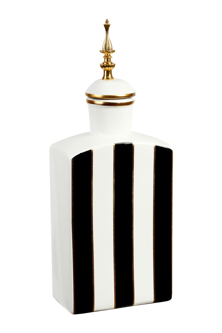 17" Classic Stripe Jar with Lid, Large, Main, color, Black