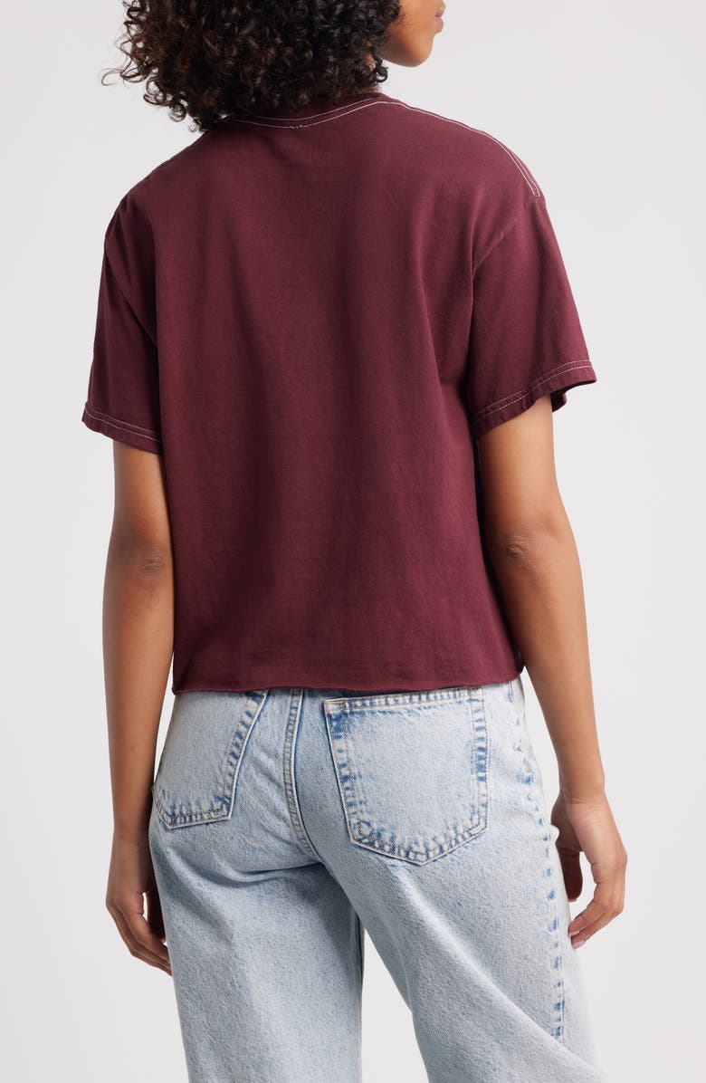 Vinyl Icons Hold Your Horses Crop Cotton Graphic T-Shirt, Alternate, color, Maroon