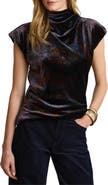 Lauren Ralph Lauren Paisley Velvet Cowl Neck Top