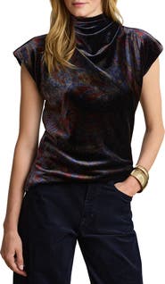 Lauren Ralph Lauren Paisley Velvet Cowl Neck Top