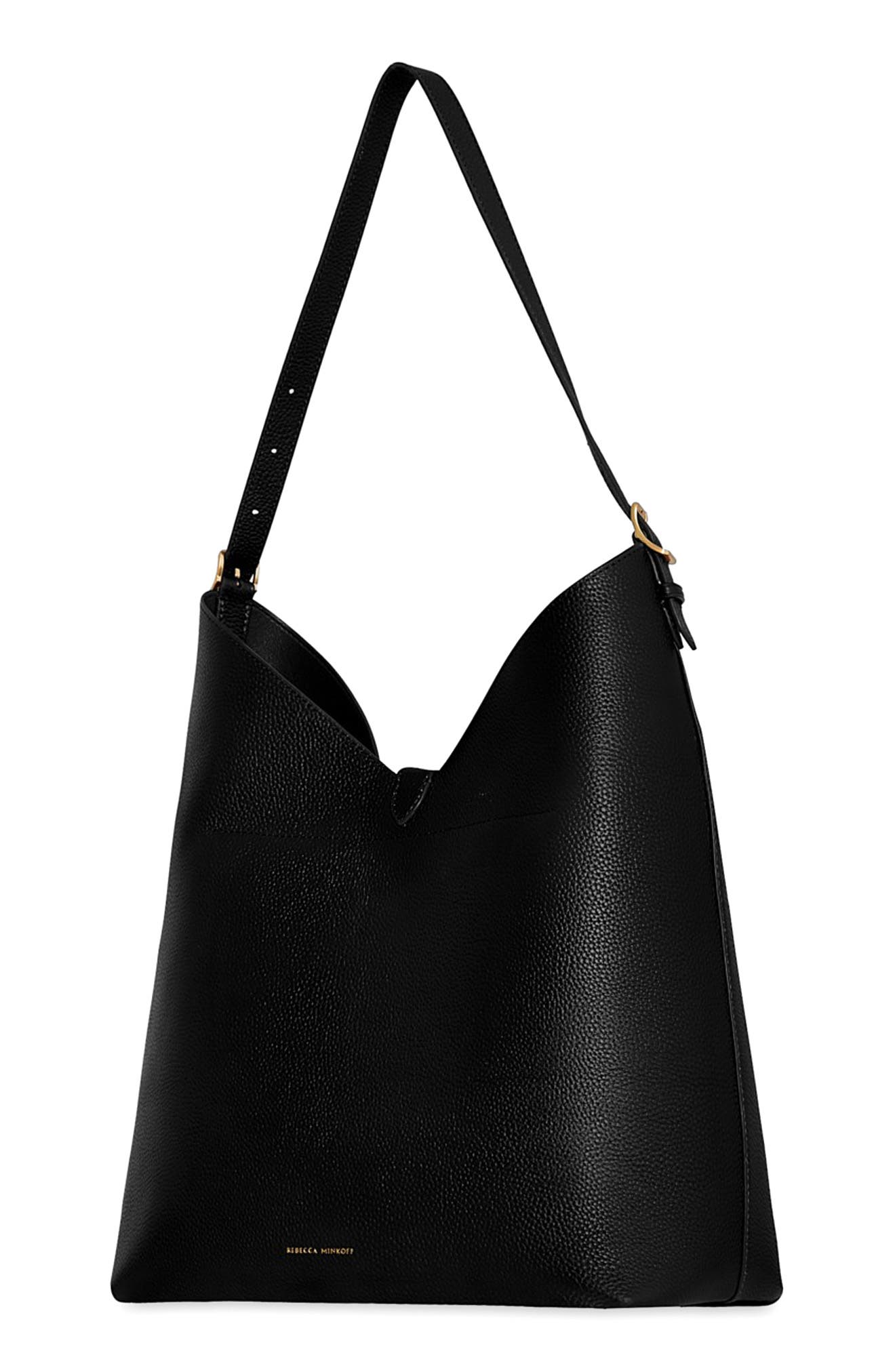 Rebecca Minkoff Megan Leather Hobo Bag, Alternate, color, Black