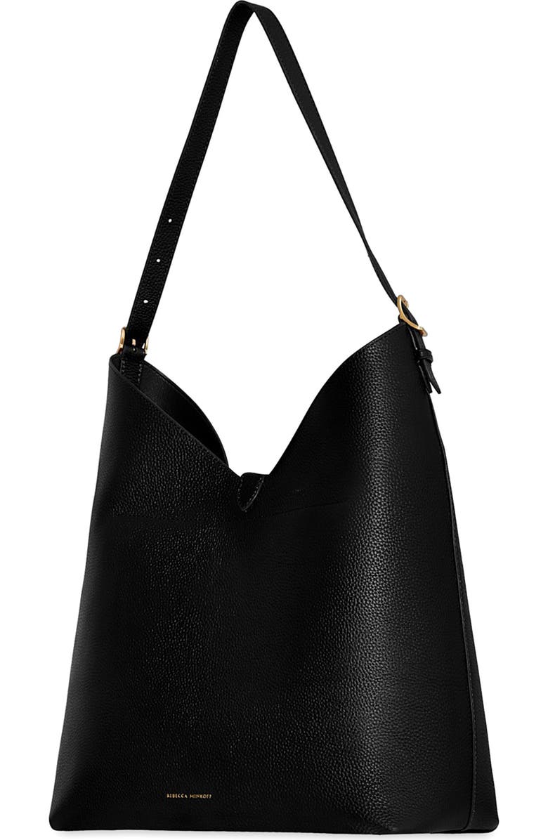 Rebecca Minkoff Megan Leather Hobo Bag, Alternate, color, Black