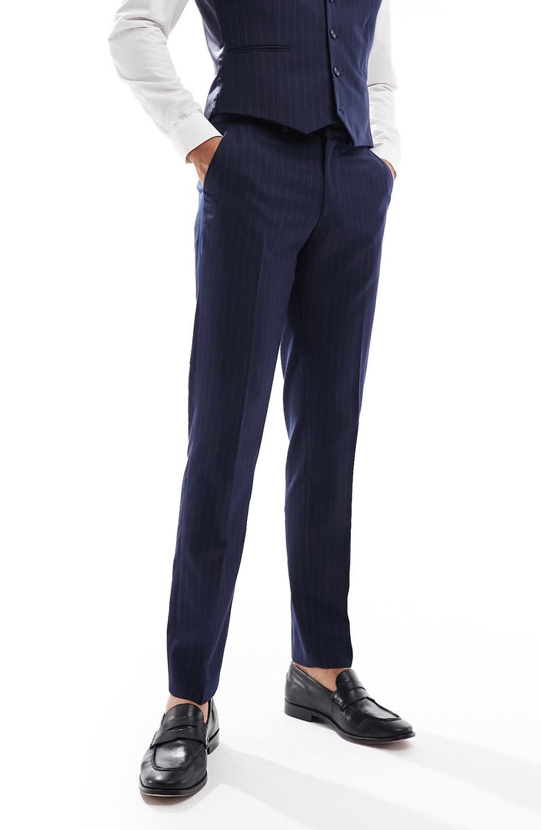 ASOS DESIGN Slim Fit Pinstripe Suit Trousers, Main, color,
