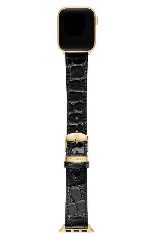Michele Croc Embossed Leather 20mm Apple Watch® Watchband