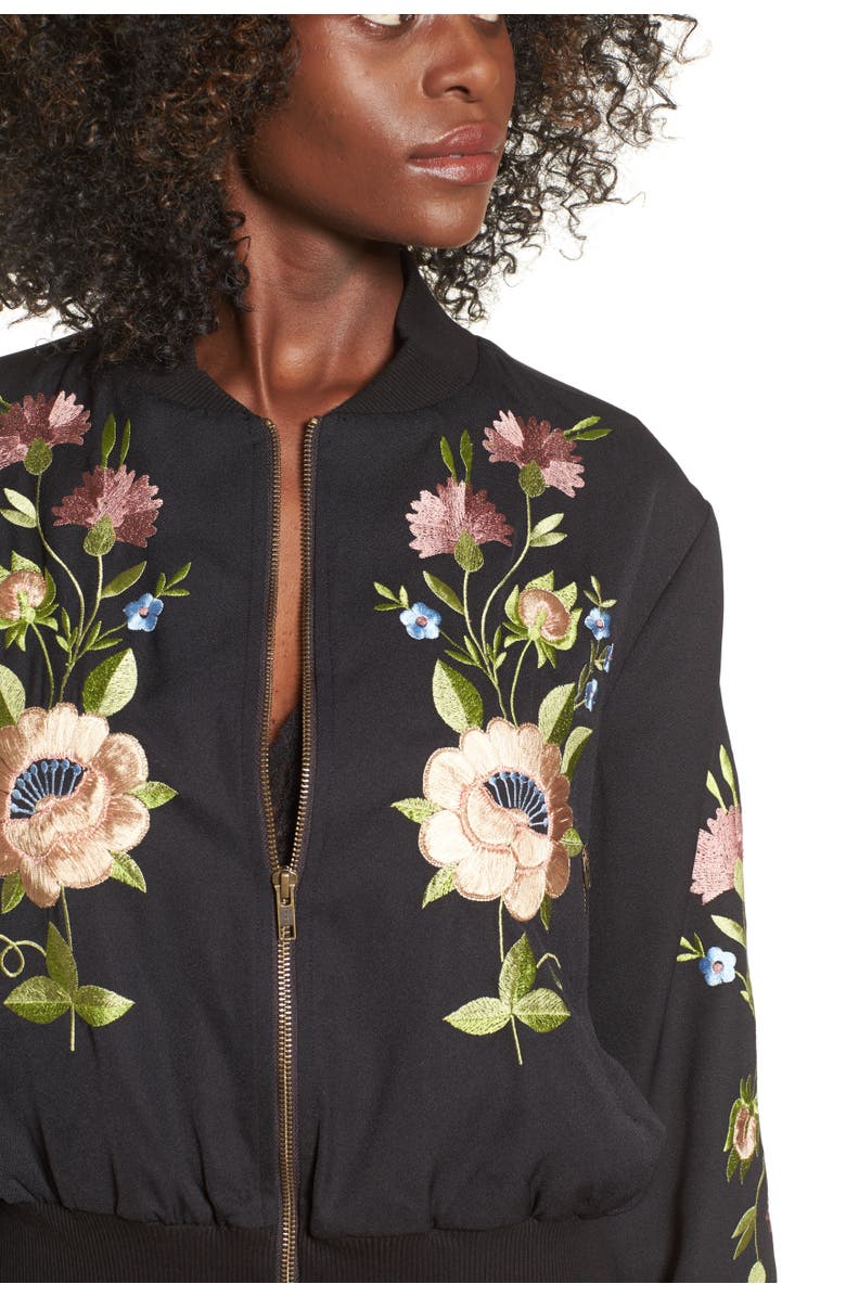 Glamorous Floral Embroidered Bomber Jacket, Alternate, color, 