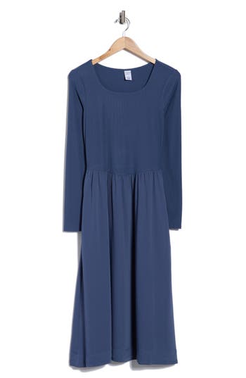 Melrose And Market Long Sleeve Fit & Flare Midi Dress In Blue