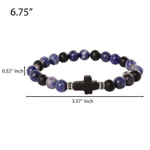 Lucky Brand Sodalite Bead Stretch Bracelets With Cross Accents In Brown