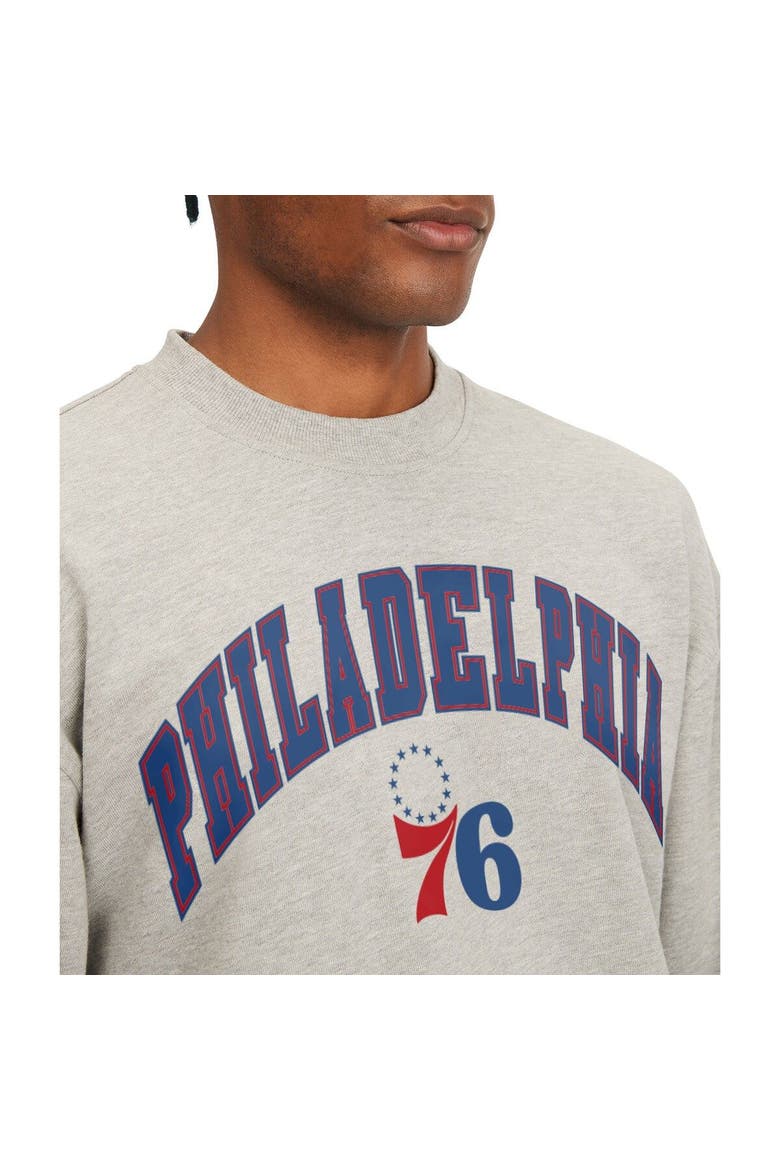 Men's Tommy Jeans Gray Philadelphia 76ers James Patch Pullover Sweatshirt, Alternate, color, Gray