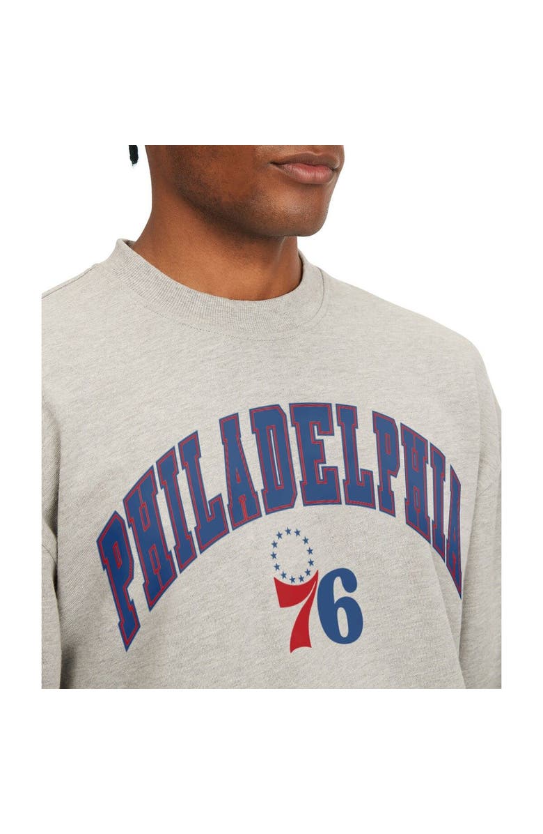 TOMMY JEANS Men's Tommy Jeans Gray Philadelphia 76ers James Patch Pullover Sweatshirt, Alternate, color, Gray