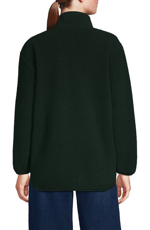 Lands' End Cozy High Pile Full Zip Fleece Jacket In Green