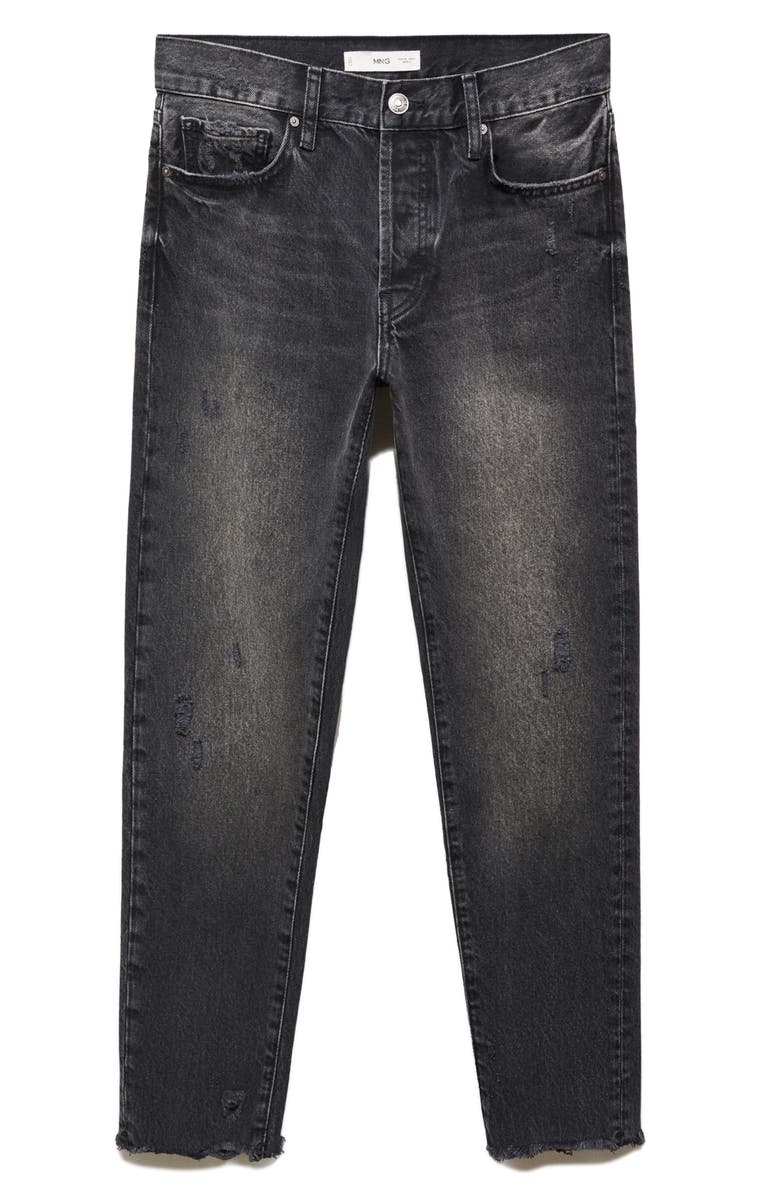 MANGO Low Rise Ankle Mom Jeans, Alternate, color, Black Denim