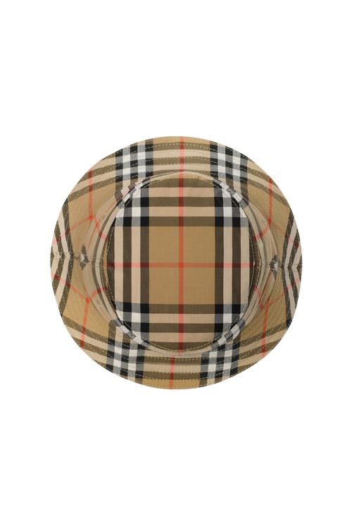 Burberry Check Cotton Bucket Hat In Brown