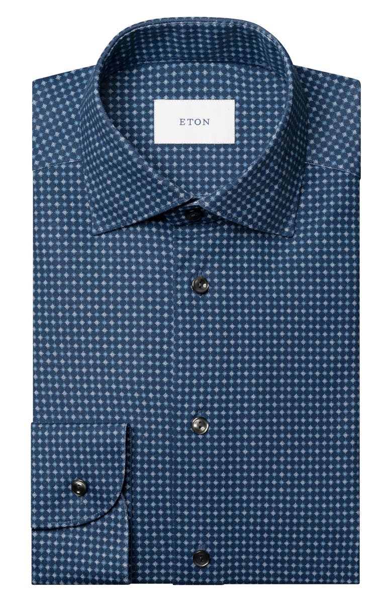 Eton Slim Fit 4Flex Fit Stretch Jersey Dress Shirt, Alternate, color, Navy