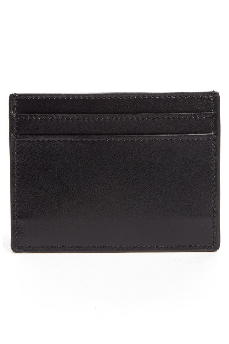 Star Embossed Leather Credit Card Holder, Alternate, color, BLACK