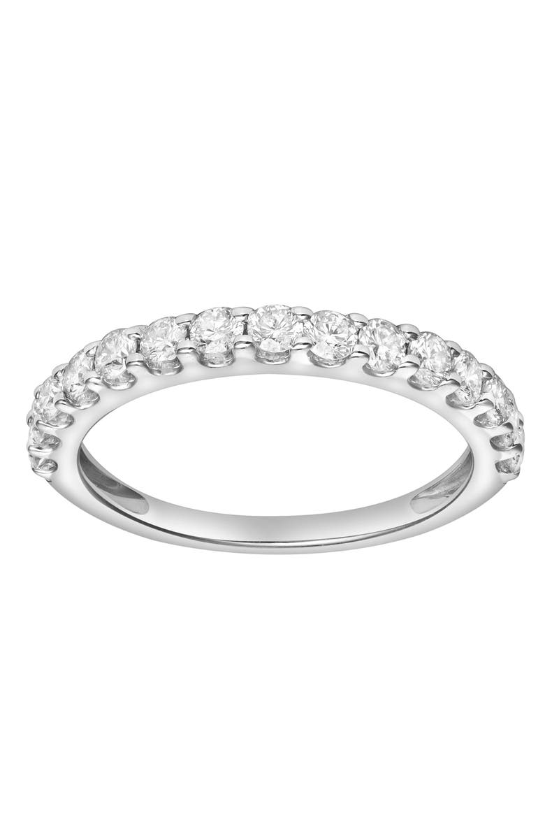 LuvMyJewelry Francesca 14K Gold Round Diamond Studded Half Eternity Band Ring - 0.5cts, Main, color, 14K White Gold