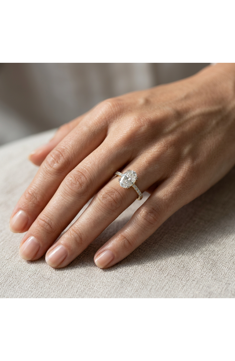 LuvMyJewelry Isidora 3.5 Cts 14K Yellow Gold Oval Lab Grown Diamond Hidden Halo Engagement Ring, Alternate, color, 14K Yellow Gold