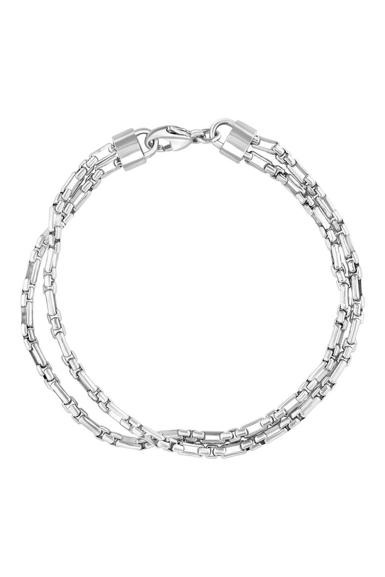 Sterling Silver Double Chain Bracelet, Main, color, WHITE